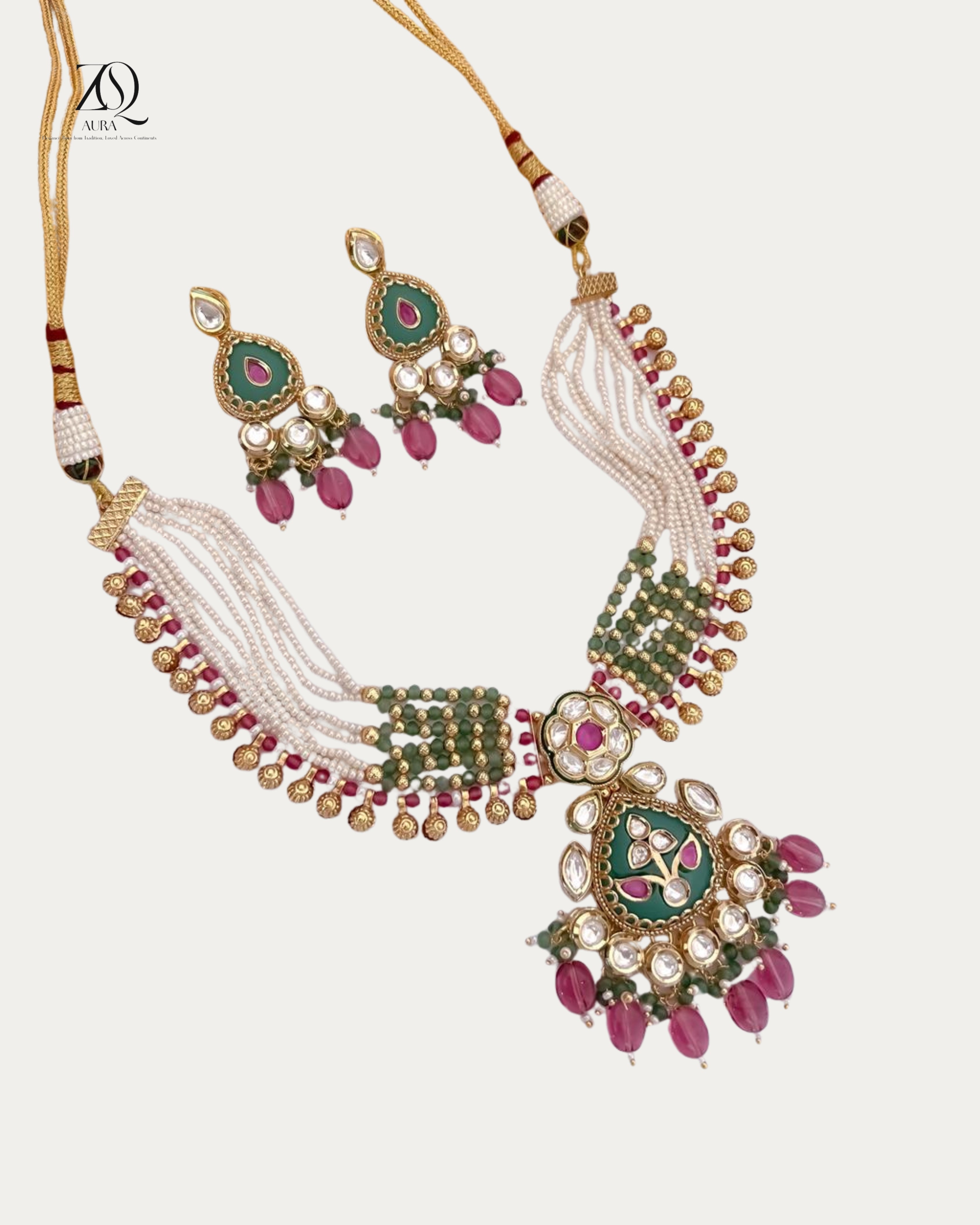 “Aarohi” Royal Kundan Choker Necklace Set – ZQ Aura