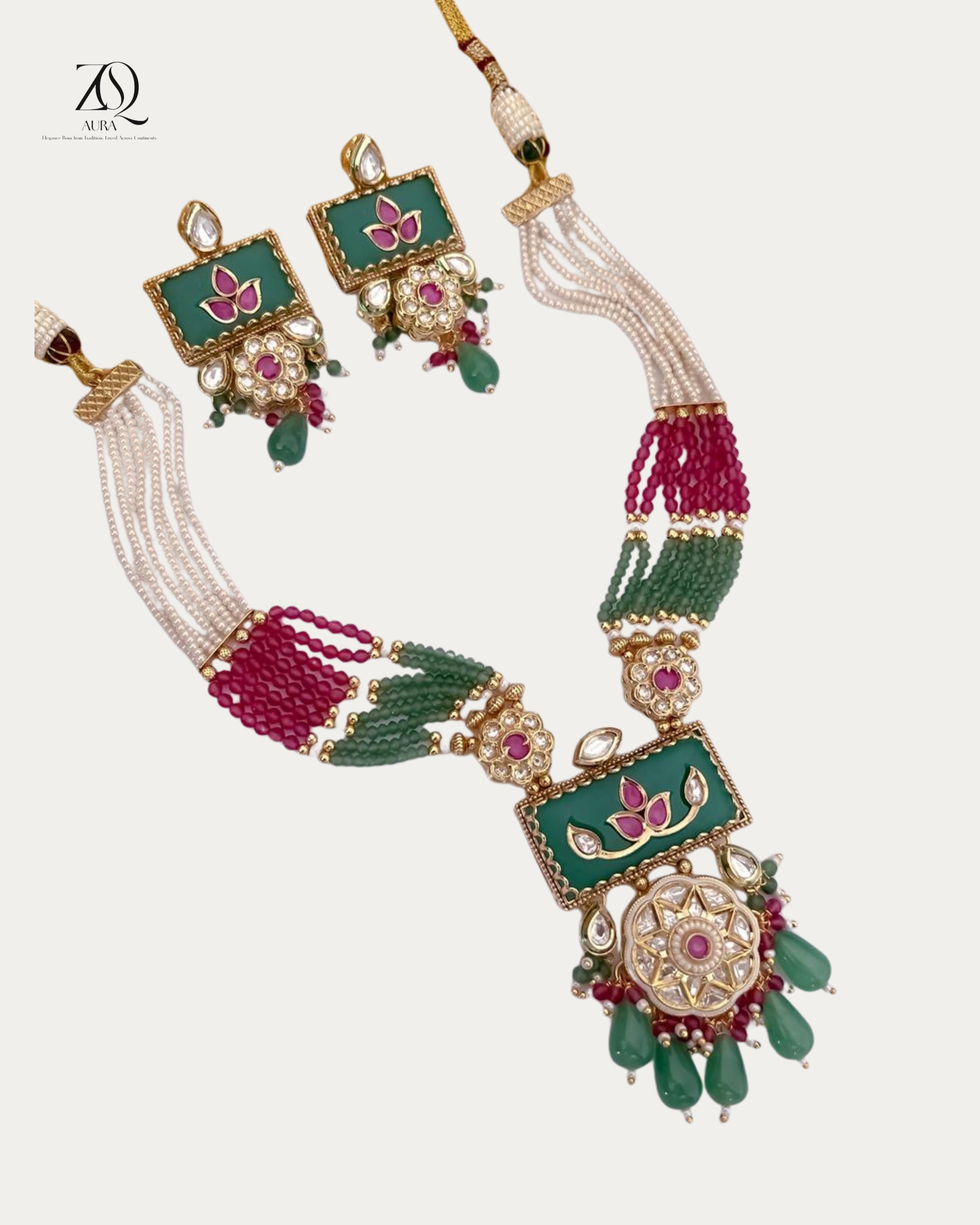 “Padmaja” Heritage Kundan Necklace Set – ZQ Aura