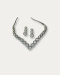 Elegant Faux Pearl & Rhinestone Halo Necklace with Matching Drop Earrings Set
