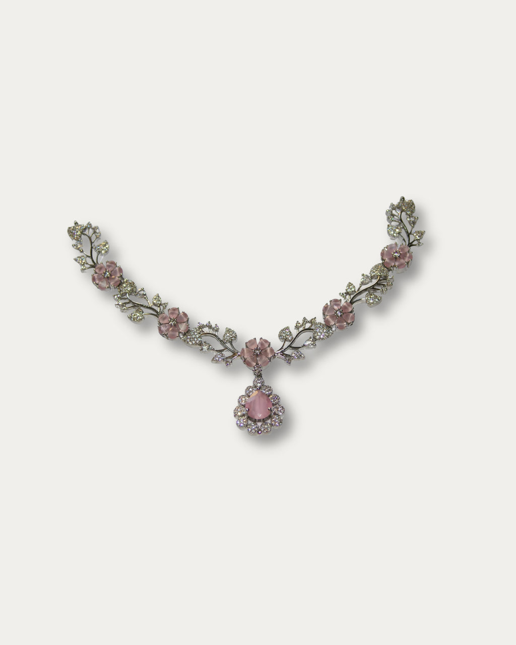 Floral-inspired statement necklace + Crystal Drop Earrings