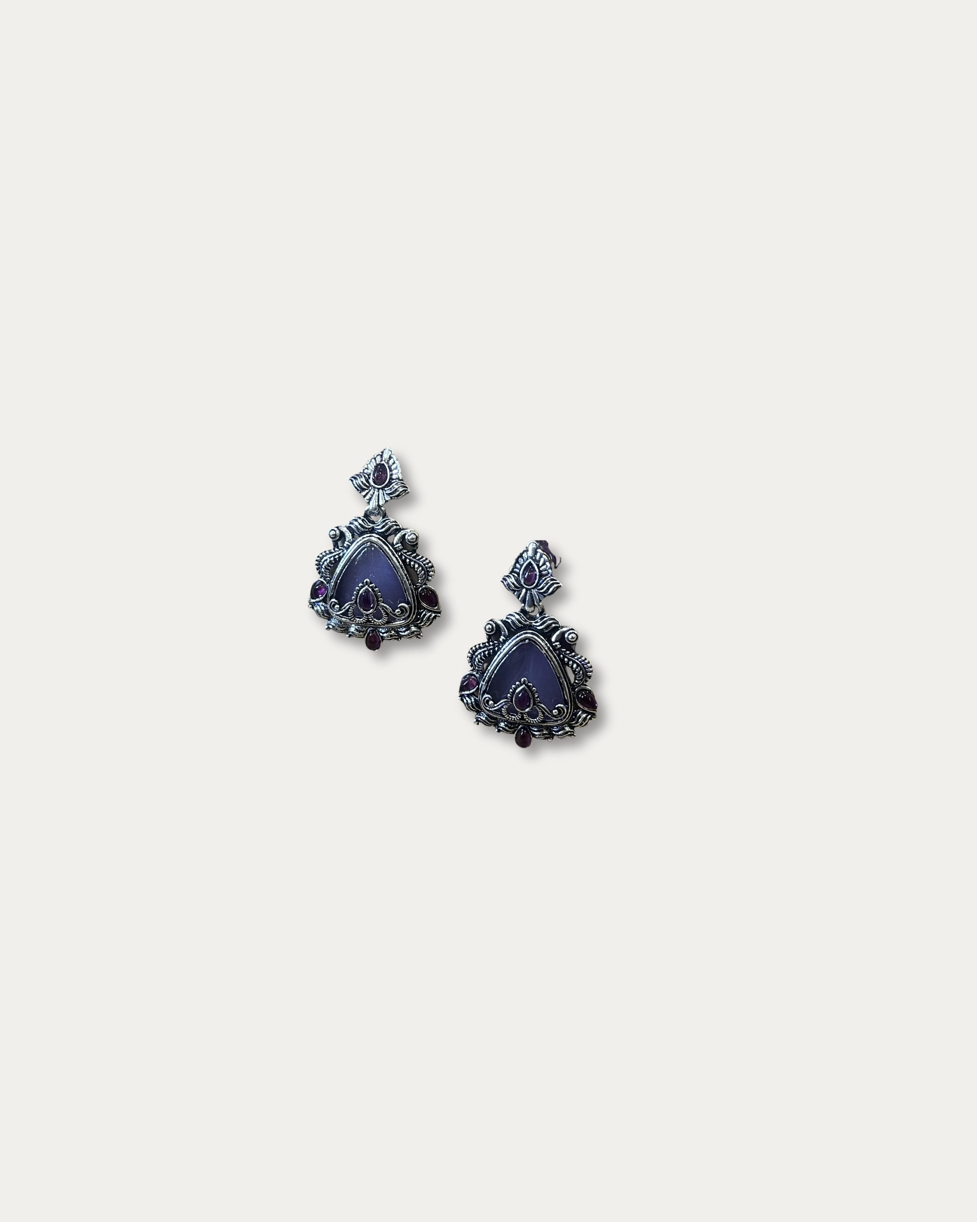 Ornate Vintage Gemstone Drop Earrings