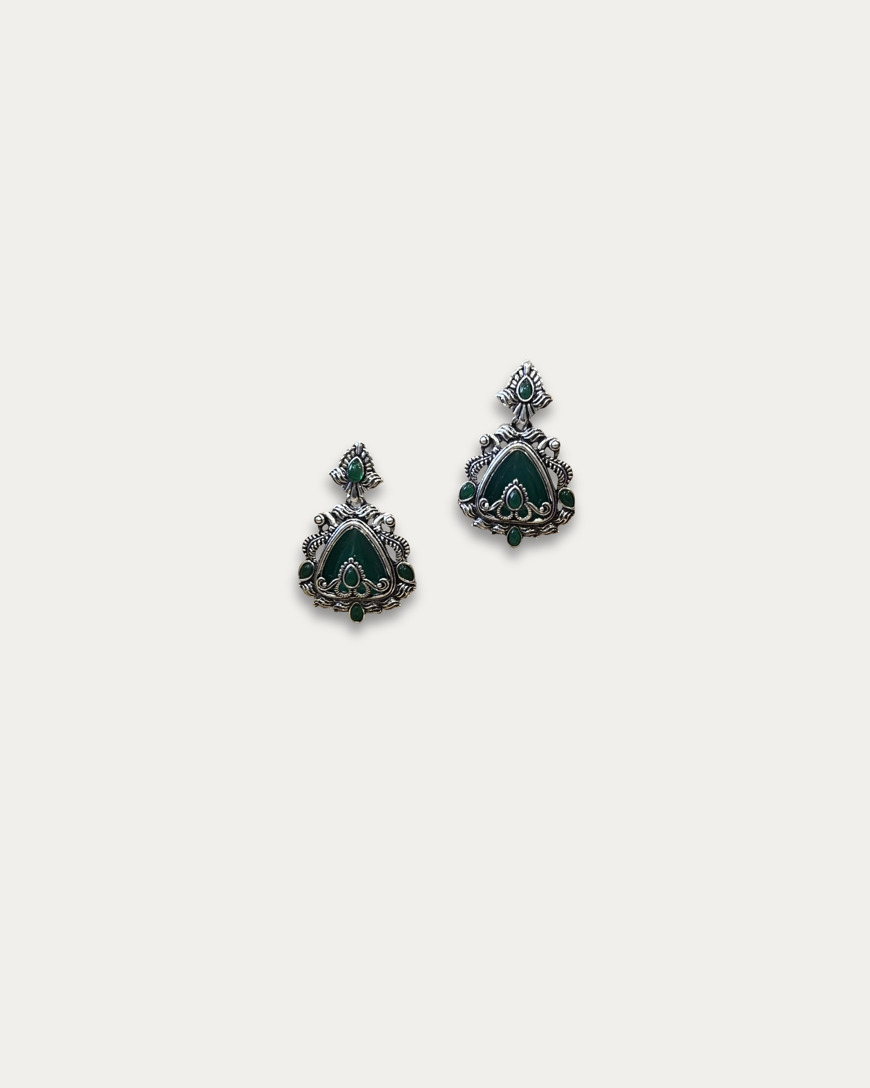 Ornate Vintage Gemstone Drop Earrings