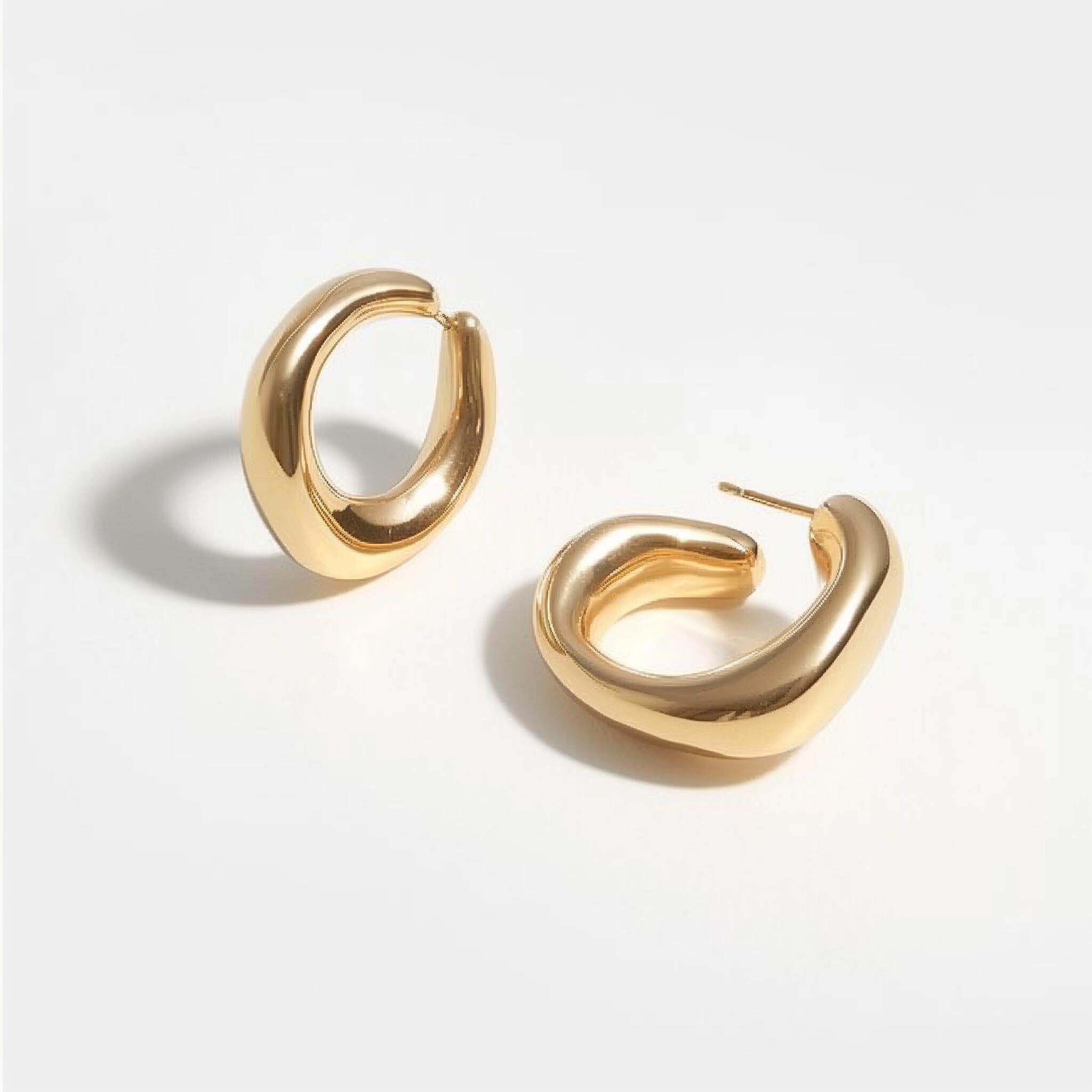 Chunky Golden Tube Hoop Earrings