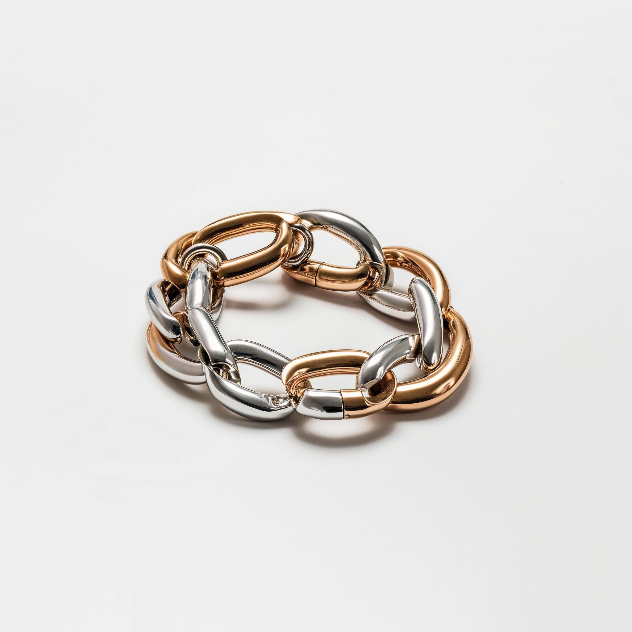 Two-Tone Oval Link Chain Bracelet